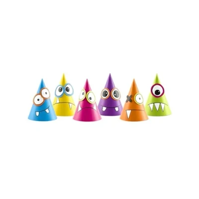 Afbeelding van 6x stuks DIY feesthoedjes monsters thema Party verjaardag hoedjes