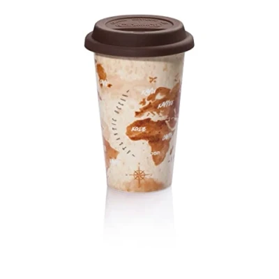 Image de De&#039;Longhi Tasse de voyage thermique en céramique à double paroi + couvercle silicone, 300 ml, thème aventurier