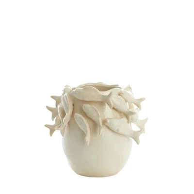 Afbeelding van Light &amp; Living Vaas FISH 29x28.5x27cm Wit