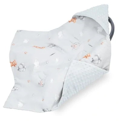Afbeelding van Babydeken, 90 x cm, geschikt voor autostoel, kinderwagen, voetenzak, deken het hele jaar door, teddybeer