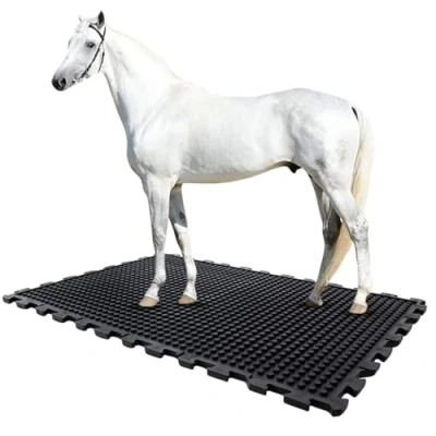 Afbeelding van etm Rubberen stalmat, 100 x cm, puzzelsysteem, antislip, gewrichtsvriendelijk, dikte 20 mm, buffalo