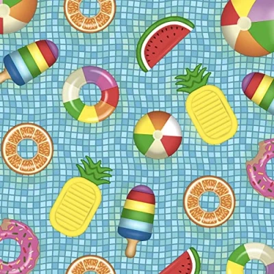 Afbeelding van Set van 20 servetten met fruitmotief in het zwembad, 33 x cm