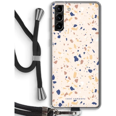 Afbeelding van Case Company® hoesje met Koord geschikt voor Samsung Galaxy S21 Plus Terrazzo N23 Telefoonhoesje Zwart Bescherming aan alle Kanten en Over de Schermrand