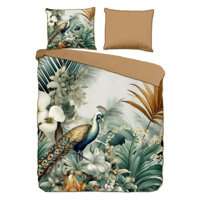 Afbeelding van Descanso Dekbedovertrek &quot;bladeren en vogels&quot; Multi (200x200/220 cm) Katoen Satijn