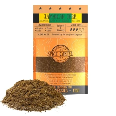 Afbeelding van Spice Cartel Jamaicaanse Jerk. een pittige mix voor smaak van het eilandleven, perfect Jerk kip. Hersluitbare zak 35 g. Handgemaakt in Verenigd Koninkrijk.