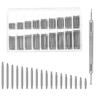 Afbeelding van Kiuiom Veerpennen voor horloges, roestvrij staal, 360 stuks, 8 25 mm, met veerpengereedschap, professioneel horlogereparatiegereedschap, nr, Nee