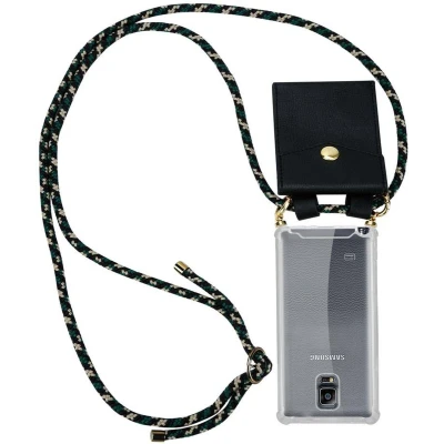 Afbeelding van Cadorabo Hoesje geschikt voor Samsung Galaxy NOTE 4 in CAMOUFLAGE Silicone Mobiele telefoon ketting beschermhoes met gouden ringen, koordriem en afneembare etui