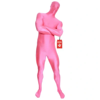 Afbeelding van Morphsuit compleet kostuum, roze, XXL, opvallende body voor volwassenen en kinderen, super rekbaar ideaal doe het zelf party, Halloween, cosplay, verkleedpartij, dames heren