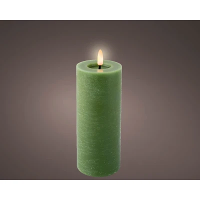 Afbeelding van LED kaars d7h19 cm groen/warm wit Lumineo