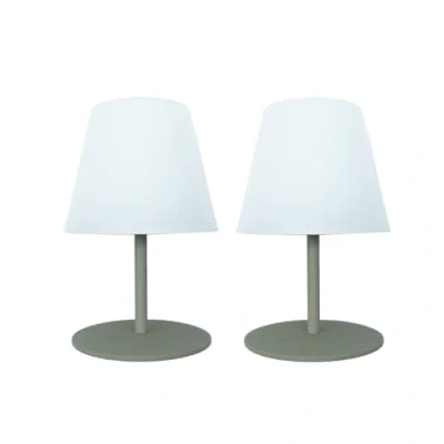 Afbeelding van Set van 2 draadloze led tafellampen TWINS Olive H16cm