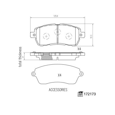 Afbeelding van FEBI BILSTEIN 172173 Remblokkenset Vooras FORD: KA+ Hatchback