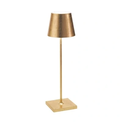 Afbeelding van Zafferano Poldina Pro Tafellamp Oplaadbare Buitenlamp Goud Bureaulamp Snoerloos Dimbare LED Lamp Tuinlamp met Draadloos Oplaadstation 38 cm x Ø 11cm