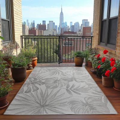 Afbeelding van Desert Solid Buitenkleed Outdoor Vloerkleed, Boho Look, Weer &amp; UV bestendig Grijs 80x250 CM