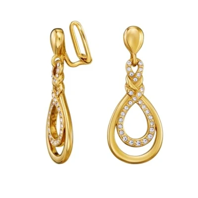 Afbeelding van Traveller Clip Oorbellen Oorclips Dames Hangers Goudkleurig Kristallen Preciosa Crystals Design 35x15 mm 157736