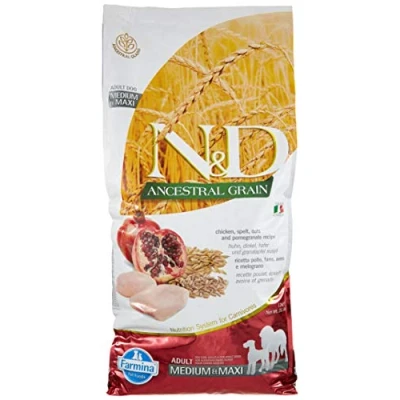 Afbeelding van N&amp;D Ancestral Grain hondenvoeding Kip medium/maxi 12 kg.