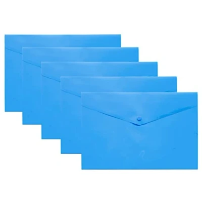 Afbeelding van eco Eco075BLUE drukknopbeschermhoes, A5, 50% gerecycled, met drukknop, blauw, 5 stuks