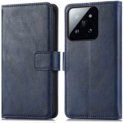 Afbeelding van imoshion Hoesje Geschikt voor Xiaomi 14T Pro Met Pasjeshouder Luxe Bookcase Donkerblauw