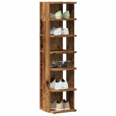 Afbeelding van Schoenenkast 28x27x102 cm bewerkt hout oud houtkleurig