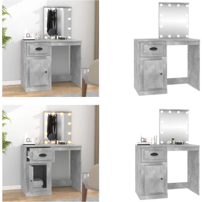 Afbeelding van Make up tafel met LED 90X50X132,5 Cm Bewerkt Hout Sonoma Eikenkleur Betongrijs /