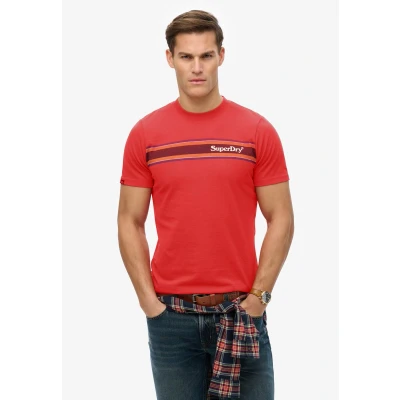 Afbeelding van Superdry Venue LOGO Stripe Tshirt print, Heren, Maat: Medium, Ferra red marl