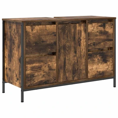 Afbeelding van Wastafelkast met lades 90x34,5x60 cm gerookt eikenkleurig