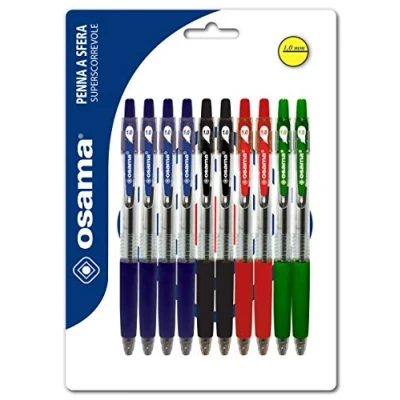 Afbeelding van Osama OBG balpen, intrekbaar, meerkleurig, rood, blauw, zwart, groen, 10 stuks