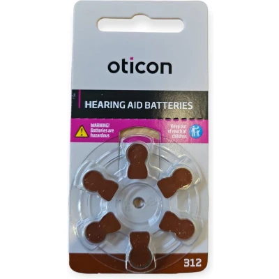 Afbeelding van Oticon hoortoestel batterijen P312 bruine sticker