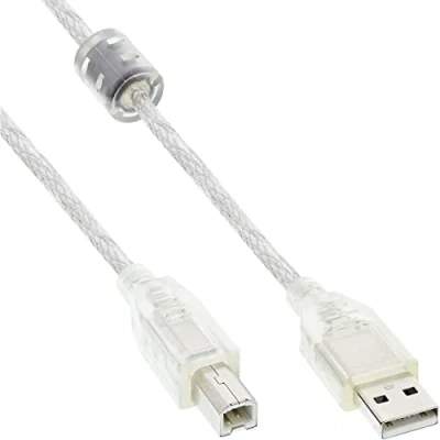 Afbeelding van USB naar B haaks kabel USB2.0 tot 2A / transparant 0,50 meter