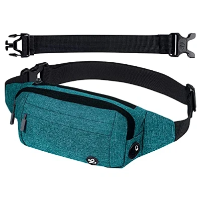 Afbeelding van Buiktas, heuptas, sporttas, waterproof, stylish, nylon, small, uniseks, themacampagne, hip bum waist, heuptasje voor outdoor, irriteren, wandelen, hondentraining, heren en dames, blauwgroen, Lange heupriem