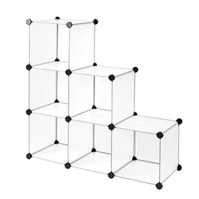 Afbeelding van schoenenrek, opbergrek, modulair systeem, met 6 zakken van 30 x cm, transparant