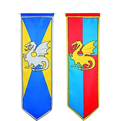 Afbeelding van Vaandel Ridder met draak rood blauw