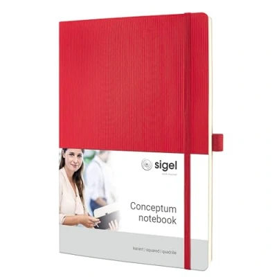 Afbeelding van Sigel notitieboek Conceptum Pure A4 softcover rood 194 pagina&#039;s 80 grams ruit SI CO314