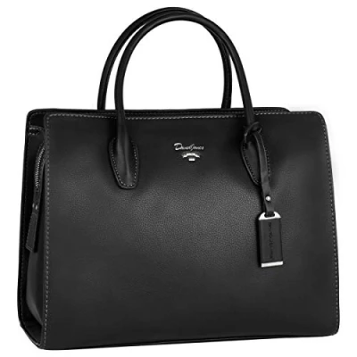 Afbeelding van David Jones Grote handtas voor dames boodschappentas van PU leer tas met meerdere vakken schoudertas stad, werk, elegant, klassiek, modieus, chic, zwart., Chique