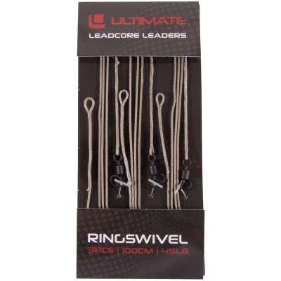 Afbeelding van Ultimate leadcore leader with swivel gravel 1m 3pcs Karper onderlijn