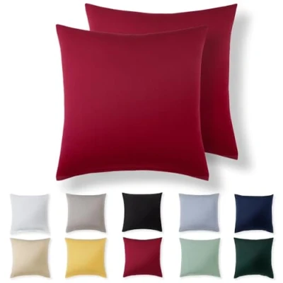 Afbeelding van Alreya Lot de 2 housses coussin 60 x cm Rouge 100 % jersey coton Taies d&#039;oreiller en super douces Avec fermeture éclair