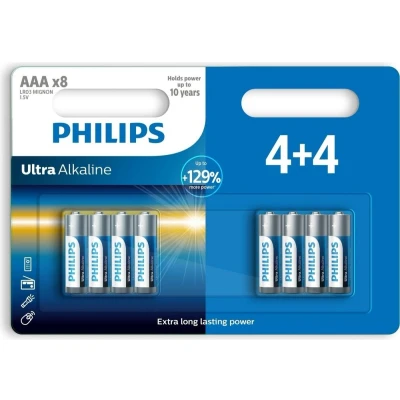 Afbeelding van Philips Ultra Alkaline AAA/LR03 blister 4+4