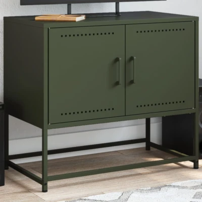 Afbeelding van Tv meubel 68,5x39x60,5 cm staal olijfgroen