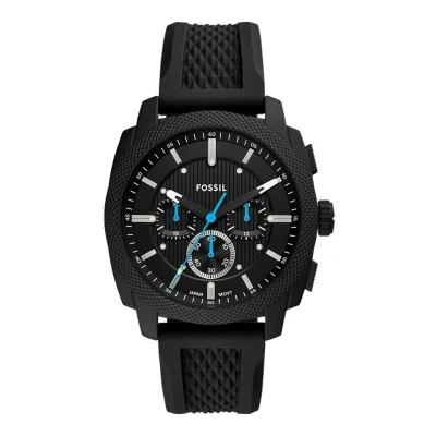 Afbeelding van Fossil Heren horloge Zwart met siliconen band