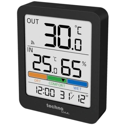 Afbeelding van Technoline thermometer WS 9488 81x98x22mm antraciet met 1 buitensensor 30m TL WS9488