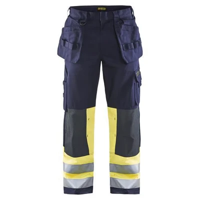 Image de Pantalon artisan multinormes marine/jaune fluorescent