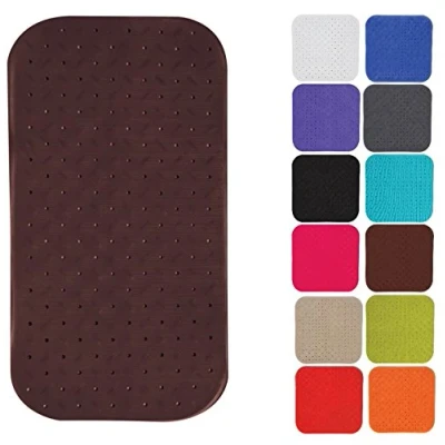 Afbeelding van MSV Douche/bad anti slip mat badkamer rubber bruin 36 x 76 cm met zuignappen