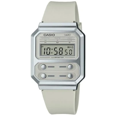Afbeelding van Casio A100 Silicone Digitaal horloge, Maat: One Size, Ivory