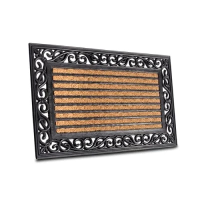 Afbeelding van HANSE Home Mix Mats deurmat van kokosrubber voor binnen en buiten, natuurlijke deurmat, decoratieve strepen, weerbestendig, antislip, hal, terras,