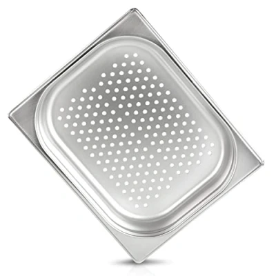 Afbeelding van jokobela GN 1/2 container 40 mm geperforeerd (6 diameter) van hoogwaardig roestvrij staal (GN zeef), afmetingen: 325 x 265 mm, gastronorm container, ideaal om met een