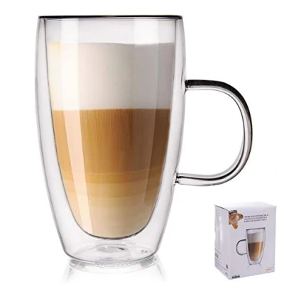 Afbeelding van ORION Theeglas koffieglas dubbelwandige glazen thermoglas voor koffie latte cappuccino thee 430 ml
