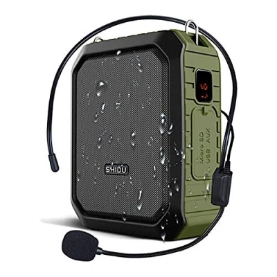 Afbeelding van SHIDU Voice Amplifier 18 W met bekabelde headset Bluetooth luidspreker, waterdicht, oplaadbaar geluidssysteem, powerbank voor buiten, leraren, strand, toeristische gids