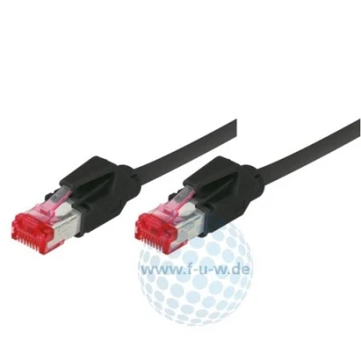 Afbeelding van Tecline Patchkabel S/FTP, PiMF, Cat 6, zwart, 0,5 m halogeenvrij, met Draka kabel en Hirose stekkers TM21 ( (S/FTP, CAT6a, 0.50 m), Netwerkkabel