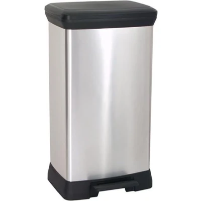 Afbeelding van Curver Vuilnisbak met pedaal, plastic, inhoud: 50L zwart / zilver