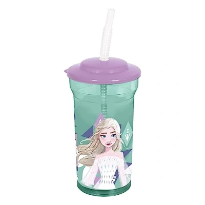 Afbeelding van p:os 35454 Frozen 2 kinderbeker met geïntegreerd rietje en deksel, inhoud ca. 460 ml, ideaal voor koude dranken