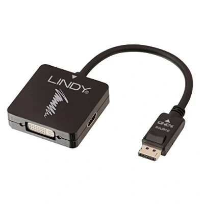 Afbeelding van Lindy 41028 tussenstuk voor kabels Display port/HDMI VGA/DVI Zwart